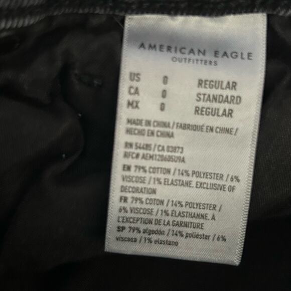 American Eagle Mom Jeans Size 0 | Washed Black Dark Grey Straight Leg Denim - Picture 9 of 10